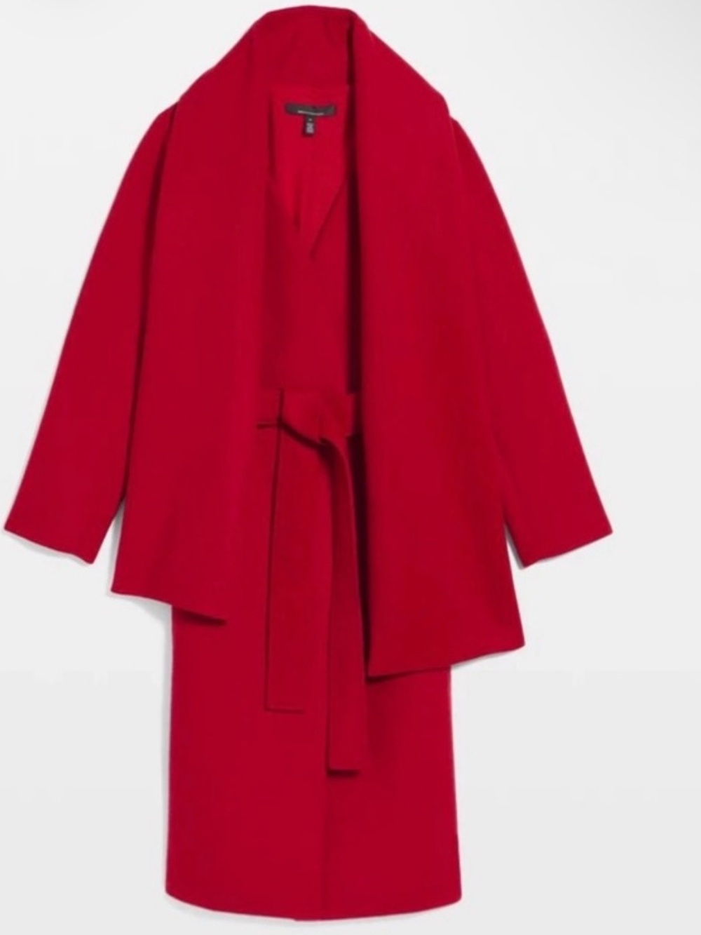 White House Black Market Red coat with belt and scarf